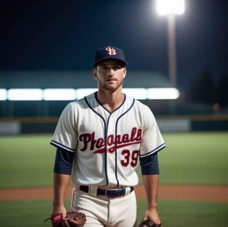 A baseball player on a pitch