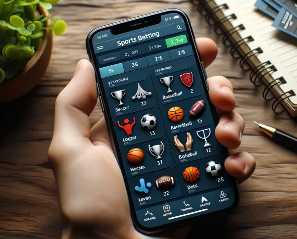 A hand holding a Smartphone with a Sport Betting website displayed on it
