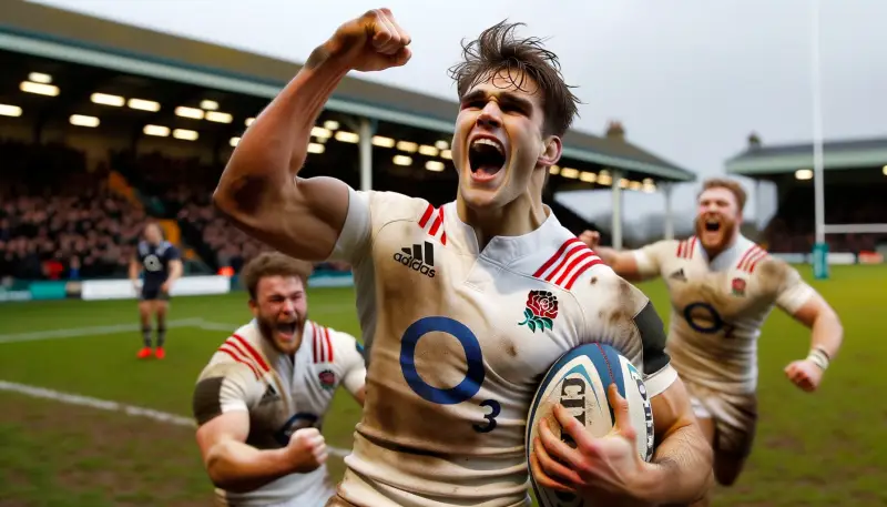 A rugby player who has just scored a try
